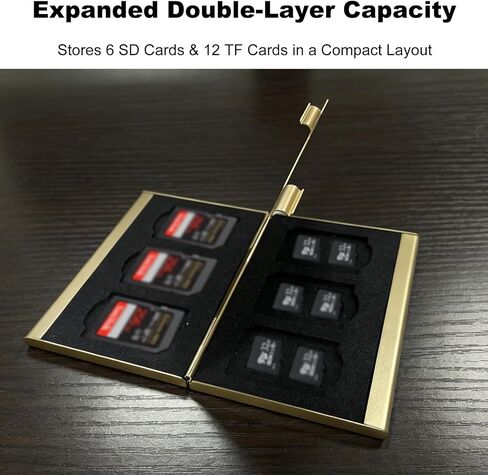 SD Card Holder Case Small Aluminum Memory Organizer Wallet for Photographers Storage Holders for 6 SD and 12 TF Cards Compact Double-Layer Case for Travel and Daily Use in Saudi Arabia