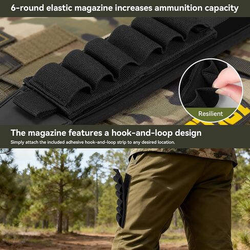 Adjustable Hunting Rifle Sling, Stalker Gun Sling with 6-Hole Shell Holder, Swivels, Velcro and Stabilizing Cord, Durable Gun Strap for Rifle in Kuwait
