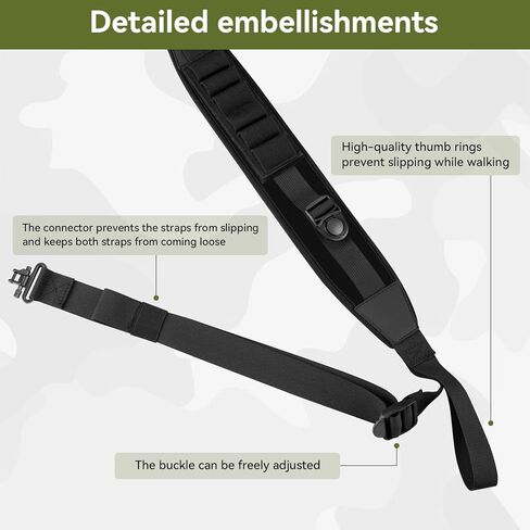 Adjustable Hunting Rifle Sling, Stalker Gun Sling with 6-Hole Shell Holder, Swivels, Velcro and Stabilizing Cord, Durable Gun Strap for Rifle in Kuwait