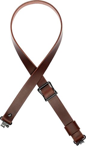 USA Handmade Slider Buckle Rifle Sling 1.25" Wide Brown Buffalo Leather Black Hardware- SWIVELS Included! Two Point Sling (Model F) in Saudi Arabia