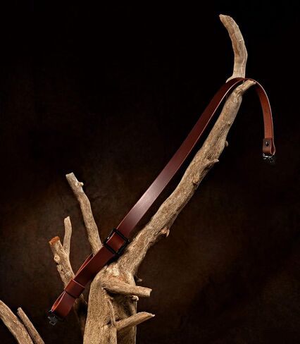 USA Handmade Slider Buckle Rifle Sling 1.25" Wide Brown Buffalo Leather Black Hardware- SWIVELS Included! Two Point Sling (Model F) in Saudi Arabia