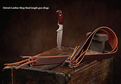 USA Handmade Slider Buckle Rifle Sling 1.25" Wide Brown Buffalo Leather Black Hardware- SWIVELS Included! Two Point Sling (Model F) in Saudi Arabia