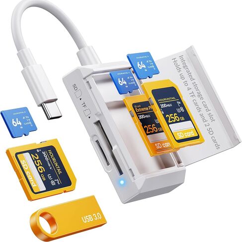 SD/TF Card Reader USB Type C with SD Card Storage&Slot USB 3.0 to SD/Micro Memory Card Adapter for i Phon14/15/16/17 Android Phone/Pad/MAC/PC/Laptop Plug&Play No App Required in Saudi Arabia