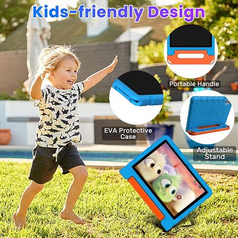 2025 Kids Tablet 10 inch Android 15 Tablets for Kid Octa-Core, 30GB+64GB (TF 1TB), Toddler Tablet with Shockproof Case, 5G WiFi, Parental Control, Widevine L1, Gemini AI, Split Screen, BT5.0-Blue in Saudi Arabia
