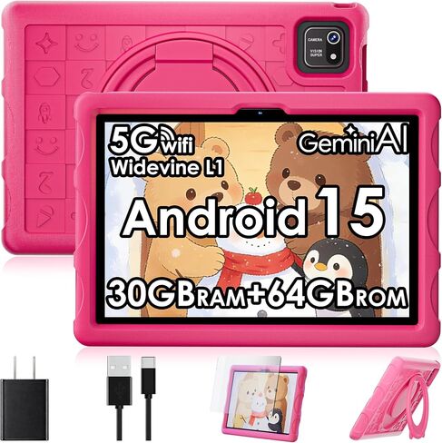 2026 Android 15 Tablet,10.1 inch Tablet with Drop-proof Case,30GB(8+22GB) RAM+64GBROM/1 TB Expand,800x1280HD,Split Screen,Face Unlock,Cast screen,Octa-core Processor,8MP+13MP,WiFi6,Bt5.0,8000mAh,Blue in Kuwait