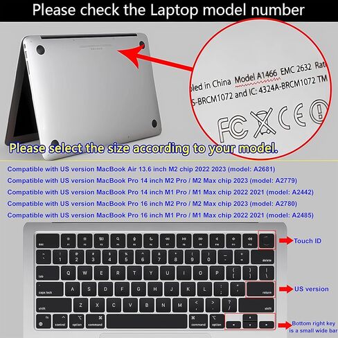 XSKN العبرية الولايات المتحدة الإصدار سيليكون غطاء لوحة المفاتيح الجلد ل 2022-2024 MacBook Pro 14.2 "16.2" MacBook Air 13.6 "15.3" و Touch ID A2442 A2779 A2918 A2992 A2485 A2780 A2991 A2681 A3113 A2941 A3114 in Kuwait