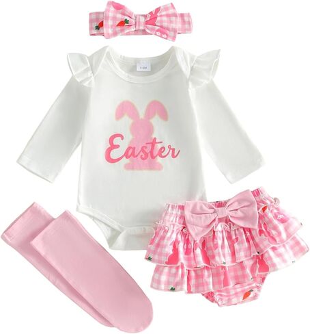 Newborn Baby Girl Carnival Outfit Newborn Long Sleeve Romper Skirt 4Pcs Set Carnival Baby Winter Spring Clothes in Kuwait