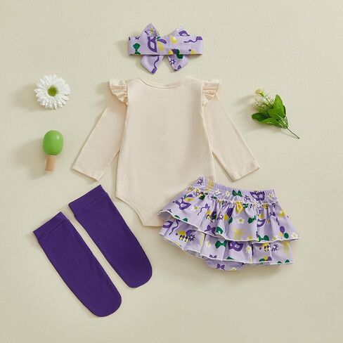 Newborn Baby Girl Carnival Outfit Newborn Long Sleeve Romper Skirt 4Pcs Set Carnival Baby Winter Spring Clothes in Kuwait
