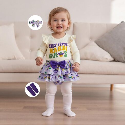 Newborn Baby Girl Carnival Outfit Newborn Long Sleeve Romper Skirt 4Pcs Set Carnival Baby Winter Spring Clothes in Kuwait