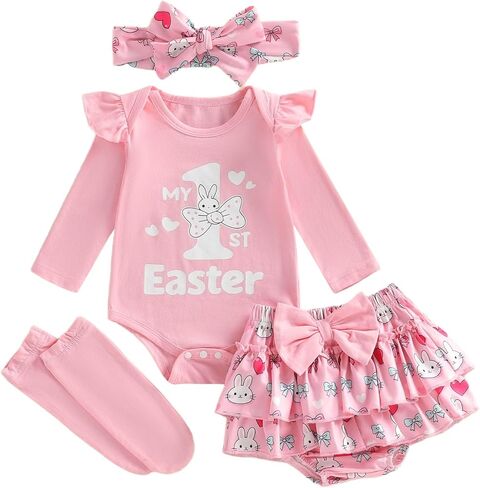 Newborn Baby Girl Carnival Outfit Newborn Long Sleeve Romper Skirt 4Pcs Set Carnival Baby Winter Spring Clothes in Kuwait
