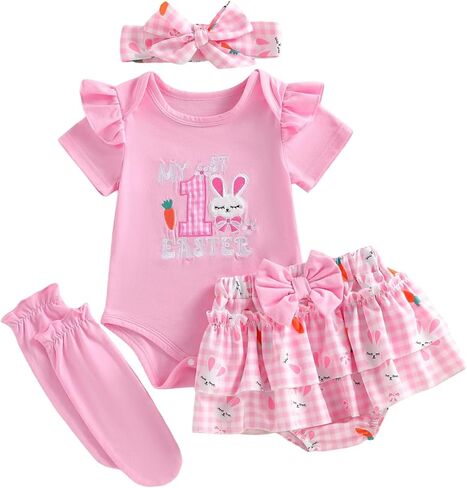 Newborn Baby Girl Carnival Outfit Newborn Long Sleeve Romper Skirt 4Pcs Set Carnival Baby Winter Spring Clothes in Kuwait