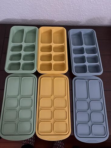 Palksky Silicone Freezer Tray with Lid, Silicone Freezer molds Dual-Size (30/40ml & 70/90ml) Leakproof Individual Seal Rings for Puree, Breast Milk & Homemade Meals (Blue) in Saudi Arabia