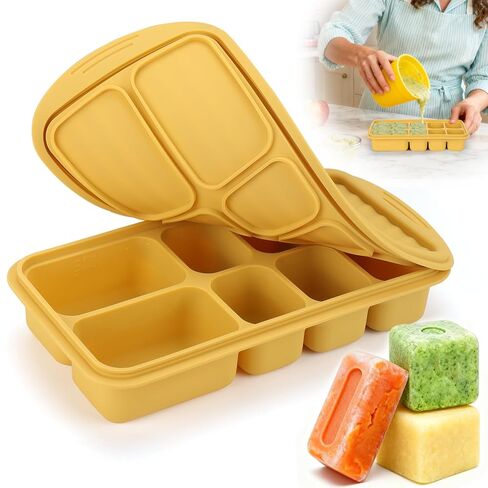 Palksky Silicone Freezer Tray with Lid, Silicone Freezer molds Dual-Size (30/40ml & 70/90ml) Leakproof Individual Seal Rings for Puree, Breast Milk & Homemade Meals (Blue) in Saudi Arabia