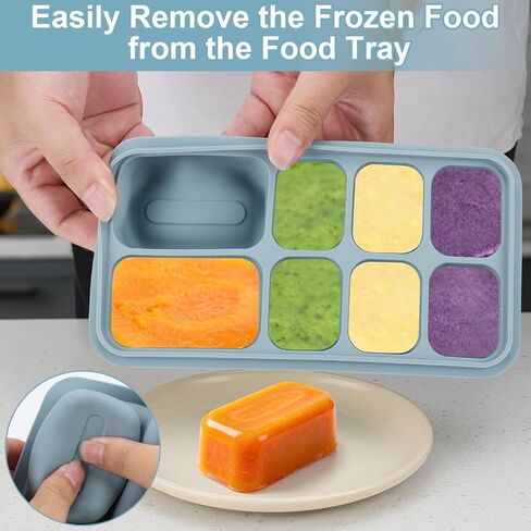 Palksky Silicone Freezer Tray with Lid, Silicone Freezer molds Dual-Size (30/40ml & 70/90ml) Leakproof Individual Seal Rings for Puree, Breast Milk & Homemade Meals (Blue) in Saudi Arabia