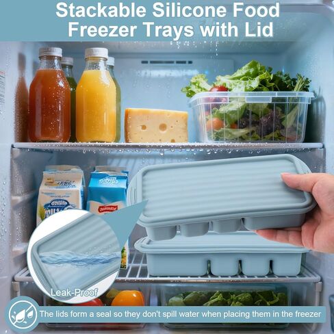 Palksky Silicone Freezer Tray with Lid, Silicone Freezer molds Dual-Size (30/40ml & 70/90ml) Leakproof Individual Seal Rings for Puree, Breast Milk & Homemade Meals (Blue) in Saudi Arabia