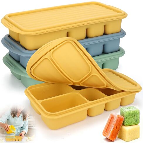 Palksky Silicone Freezer Tray with Lid, Silicone Freezer molds Dual-Size (30/40ml & 70/90ml) Leakproof Individual Seal Rings for Puree, Breast Milk & Homemade Meals (Blue) in Saudi Arabia