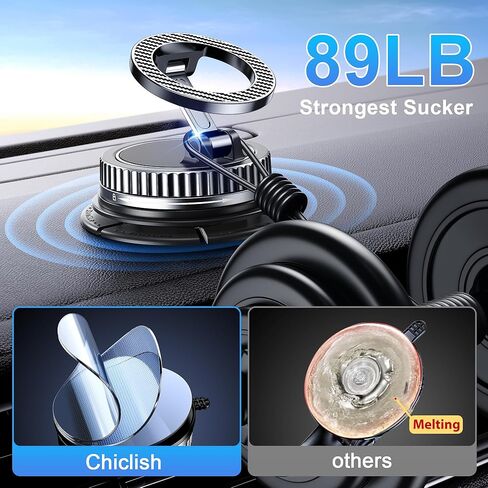 Car Phone Holder for Magsafe [2026 89+LBS Suction & 3700gf Magnetic] 360° Adjustable Cell Phone car Mount, Phone Holders for Your Car Accessories for iPhone 17 16 15 14 13 12 Pro Plus Max Air in Saudi Arabia