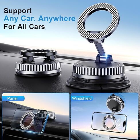 Car Phone Holder for Magsafe [2026 89+LBS Suction & 3700gf Magnetic] 360° Adjustable Cell Phone car Mount, Phone Holders for Your Car Accessories for iPhone 17 16 15 14 13 12 Pro Plus Max Air in Saudi Arabia