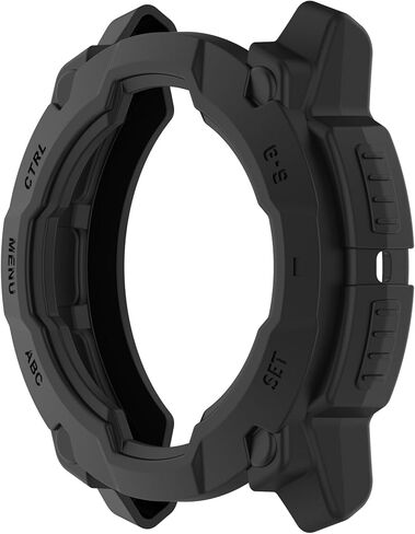 حافظة حماية MOTONG متوافقة مع Garmin Instinct 3 مقاس 50 مم - حافظة ساعة واقية من مادة TPU متوافقة مع Garmin Instinct 3 مقاس 50 مم (أسود) in Saudi Arabia