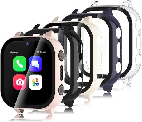 Simpeak 5-Pack Screen Protector Case Compatible with Cosmo JrTrack 4/3, Hard PC Tempered Glass Bumper Case Cover Compatible with Cosmo JrTrack 4 3, Clear/White/Black/Pink/Blue in Saudi Arabia