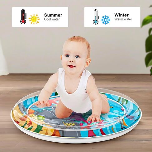 Cat Dog Water Mat with 3PCS Multi-Color Lights [ Newly Upgraded, 2 Layers Thickened Pet ] Anti-Scratch Leak Proof, with Floating Fish for Indoor and Outdoor Cat Dog Toys (Octopus & Light) in Kuwait