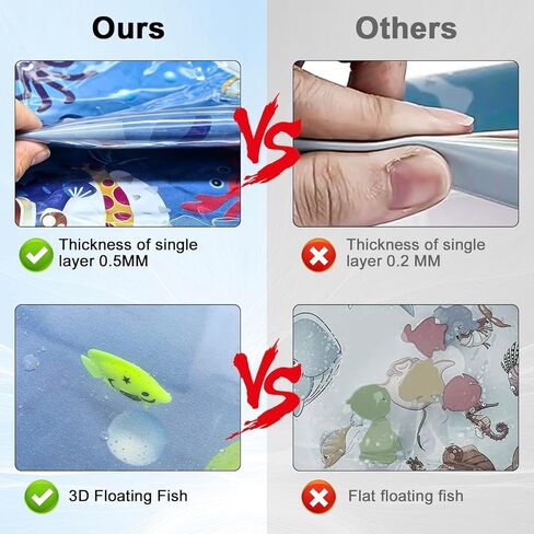 Cat Dog Water Mat with 3PCS Multi-Color Lights [ Newly Upgraded, 2 Layers Thickened Pet ] Anti-Scratch Leak Proof, with Floating Fish for Indoor and Outdoor Cat Dog Toys (Octopus & Light) in Kuwait