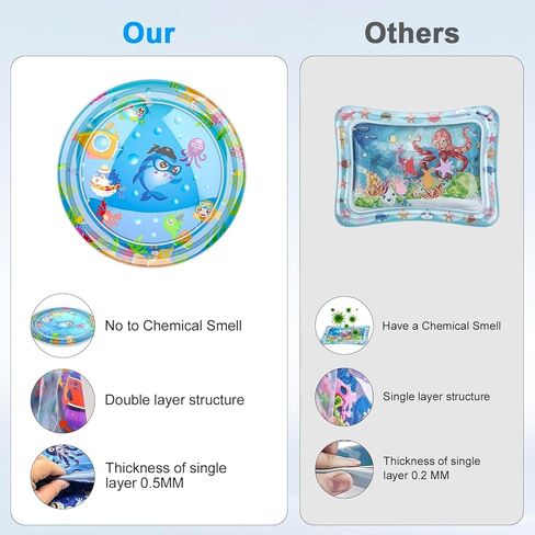 Cat Dog Water Mat with 3PCS Multi-Color Lights [ Newly Upgraded, 2 Layers Thickened Pet ] Anti-Scratch Leak Proof, with Floating Fish for Indoor and Outdoor Cat Dog Toys (Octopus & Light) in Kuwait