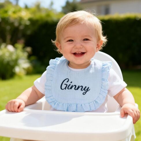 Personalized Muslin Baby Bibs with Name,Custom Soft Cotton Drool Bibs for Baby Boy & Girl,Teething Drooling Embroidery Bib for Newborn Toddler,Gifts for Baby Shower, Birthday, Christmas in Saudi Arabia