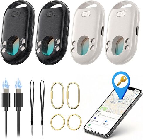 TECKNET 3-in-1 Air Tracker Tag 4-Pack (iOS فقط)، جهاز تعقب بلوتوث ذكي قابل لإعادة الشحن، إنذار 100 ديسيبل واكتشاف الكاميرا المخفية، متوافق مع Apple Find My، مكتشف العناصر للمفاتيح والأمتعة والمحفظة والحيوانات الأليفة in Kuwait