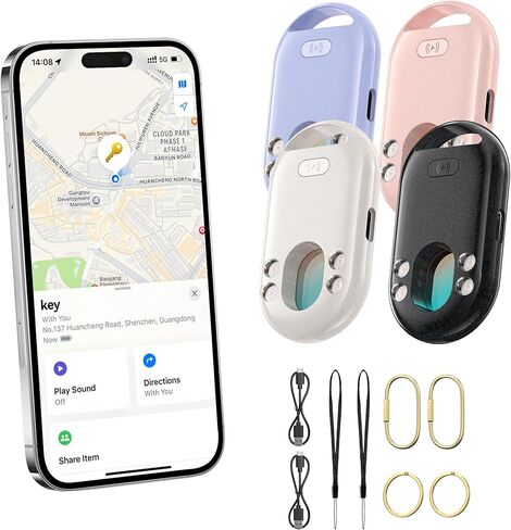 TECKNET 3-in-1 Air Tracker Tag 4-Pack (iOS فقط)، جهاز تعقب بلوتوث ذكي قابل لإعادة الشحن، إنذار 100 ديسيبل واكتشاف الكاميرا المخفية، متوافق مع Apple Find My، مكتشف العناصر للمفاتيح والأمتعة والمحفظة والحيوانات الأليفة in Kuwait
