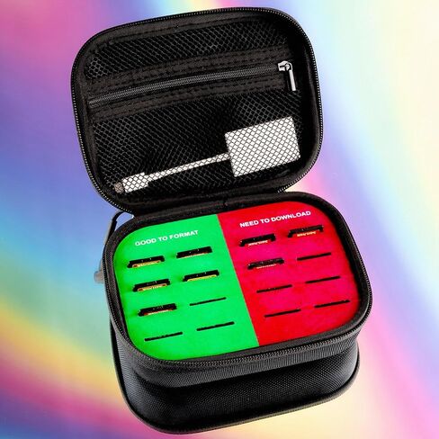 Prism Lens FX SD Card Capsule | Color-Coded Memory Card Case with Red & Green Inserts for Safe Data Management | Holds Cards, Drives, Readers & Cables in Saudi Arabia