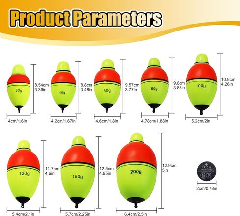 Light-Up EVA Slip Bobbers, Lighted Foam Bobbers Green & Red LED Lights Fishing Floats for Night Fishing with Cell Battery Included in Saudi Arabia