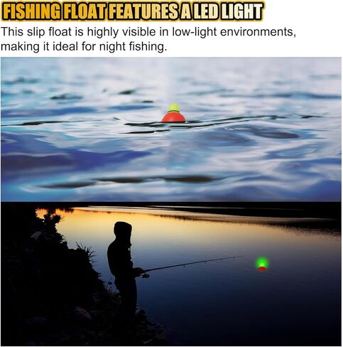 Light-Up EVA Slip Bobbers, Lighted Foam Bobbers Green & Red LED Lights Fishing Floats for Night Fishing with Cell Battery Included in Saudi Arabia