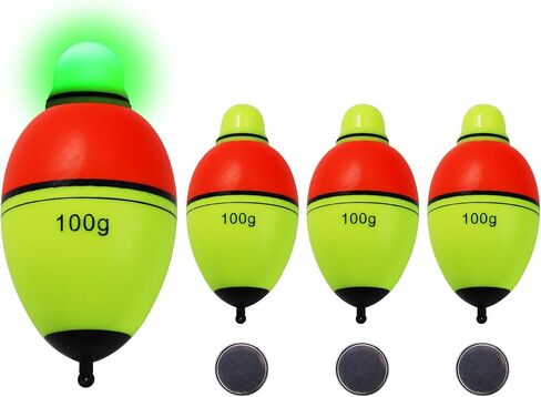Light-Up EVA Slip Bobbers, Lighted Foam Bobbers Green & Red LED Lights Fishing Floats for Night Fishing with Cell Battery Included in Saudi Arabia