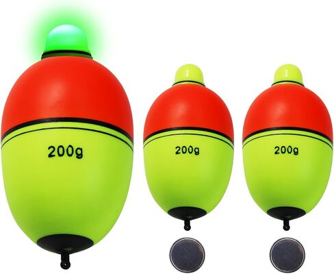 Light-Up EVA Slip Bobbers, Lighted Foam Bobbers Green & Red LED Lights Fishing Floats for Night Fishing with Cell Battery Included in Saudi Arabia