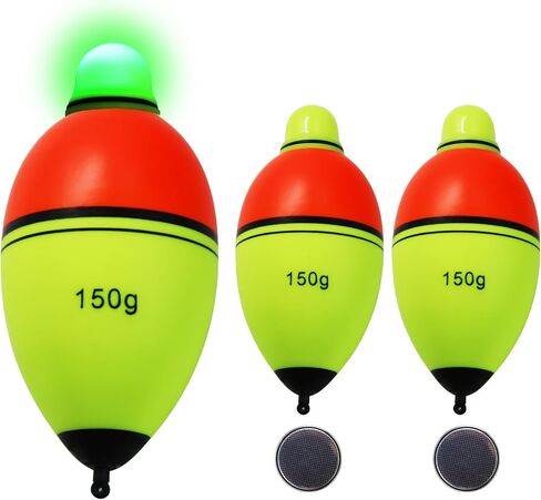 Light-Up EVA Slip Bobbers, Lighted Foam Bobbers Green & Red LED Lights Fishing Floats for Night Fishing with Cell Battery Included in Saudi Arabia