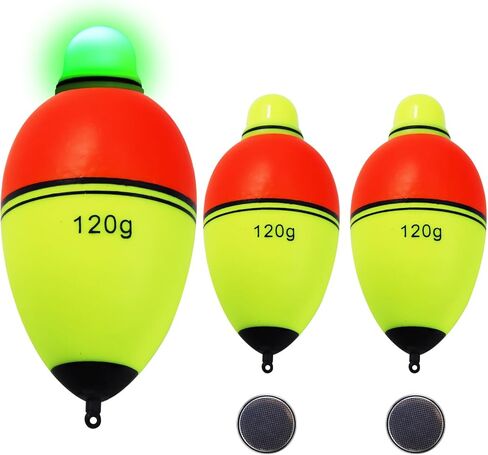 Light-Up EVA Slip Bobbers, Lighted Foam Bobbers Green & Red LED Lights Fishing Floats for Night Fishing with Cell Battery Included in Saudi Arabia