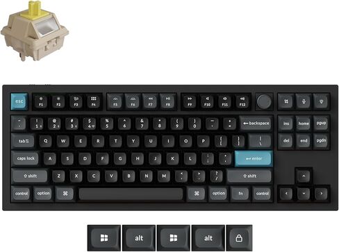 لوحة مفاتيح ميكانيكية لاسلكية Keychron Q3 Ultra بمعدل 8000 هرتز، 80% TKL 2.4 جيجا هرتز/بلوتوث 5.3/سلك ألومنيوم قابل للتبديل السريع مخصص RGB Gaming ZMK لأجهزة Mac/Windows/Linux-أسود in Kuwait