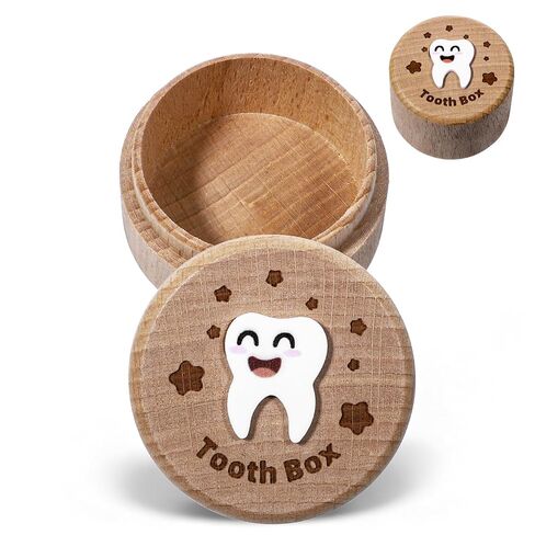 1 Pc 3D Carved Tooth Fairy Box, Wood Tooth Storage Boxs Fairy Holder, Teeth Keepsake Box Cute for Kids' First Lost Teeth Gifts for Birthdays Baby Shower Holiday in Kuwait
