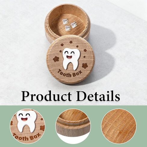 1 Pc 3D Carved Tooth Fairy Box, Wood Tooth Storage Boxs Fairy Holder, Teeth Keepsake Box Cute for Kids' First Lost Teeth Gifts for Birthdays Baby Shower Holiday in Kuwait