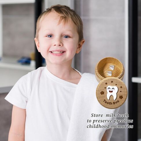 1 Pc 3D Carved Tooth Fairy Box, Wood Tooth Storage Boxs Fairy Holder, Teeth Keepsake Box Cute for Kids' First Lost Teeth Gifts for Birthdays Baby Shower Holiday in Kuwait