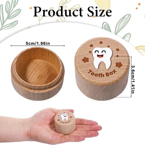 1 Pc 3D Carved Tooth Fairy Box, Wood Tooth Storage Boxs Fairy Holder, Teeth Keepsake Box Cute for Kids' First Lost Teeth Gifts for Birthdays Baby Shower Holiday in Kuwait