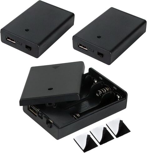 3 حامل بطاريات AA، 3 عبوات بطارية USB محمولة، حزمة بطارية USB 4.5-5 فولت لمصابيح LED حامل صندوق بطارية AA مع مفتاح تشغيل/إيقاف (USB داخلي) in Kuwait