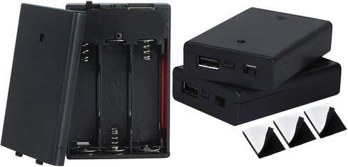 3 حامل بطاريات AA، 3 عبوات بطارية USB محمولة، حزمة بطارية USB 4.5-5 فولت لمصابيح LED حامل صندوق بطارية AA مع مفتاح تشغيل/إيقاف (USB داخلي) in Kuwait