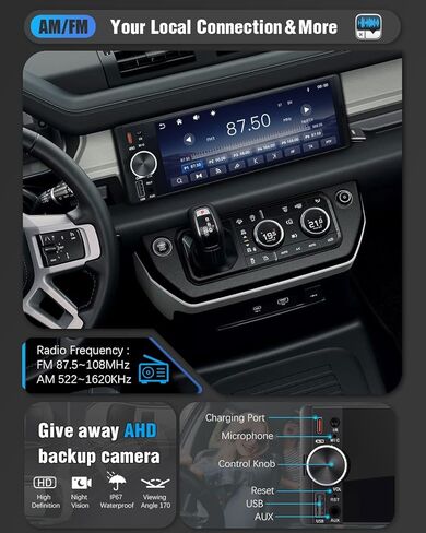 【SOOEMAKA】 راديو بشاشة لمس أحادية Din مع Apple Carplay اللاسلكي وAndroid Auto، راديو شاشة تعمل باللمس مقاس 6.36 بوصة مع شحن سريع من النوع C (QC/PD 3.0)، عكس AHD، DSP، التحكم الصوتي (US-6.3") in Kuwait