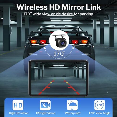 شاشة Apple Carplay لاسلكية للسيارات، شاشة لمس ستيريو محمولة عالية الدقة مقاس 7 بوصات لأجهزة Apple CarPlay وAndroid Auto مع كاميرا احتياطية/رابط مرآة/Siri/تحكم صوتي/ملاحة GPS/AUX لجميع المركبات in Kuwait