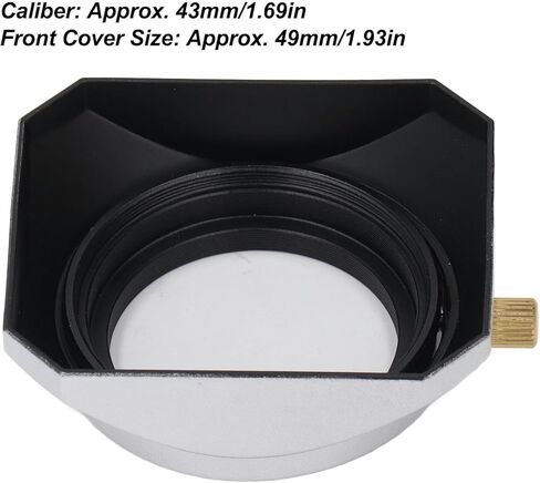 Square Lens Hood, 43mm Aluminum Alloy Matte Finish Interior for Blocking Light with 49mm Front Cover Size, for Cameras in Saudi Arabia