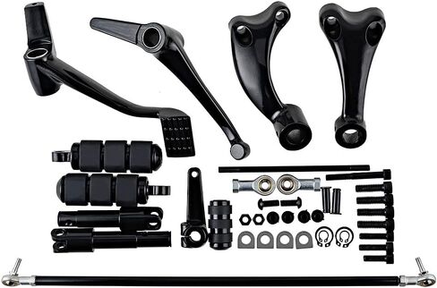 Mid Controls Kit with Foot Pegs, Levers, Linkage, Mounting Accessories Compatible for 2004-2013 Harley Sportster Custom Roadster Low Nightster Forty-Eight Iron Superlow XL1200 XL883, Black in Saudi Arabia