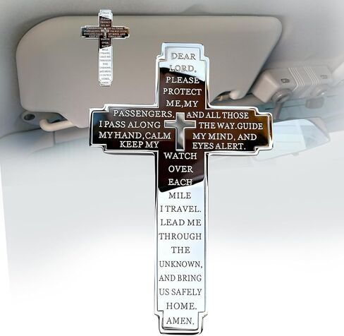 Cross Sun Visor Clip, Christian Car Charm for Safe Driving, No Swing No Distraction, Religious Blessing Prayer Gift for Drivers, Travelers & Loved Ones (1, Black) in Saudi Arabia
