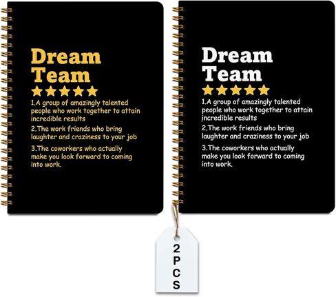 2 Pcs Dream Team Definition Spiral Notebooks for Work, Team Gifts for Employees Colleague Work Bestie Friend, A5 Composition Notebook College Ruled, Notepads Lined Travel Planner Journal for Writing in Saudi Arabia